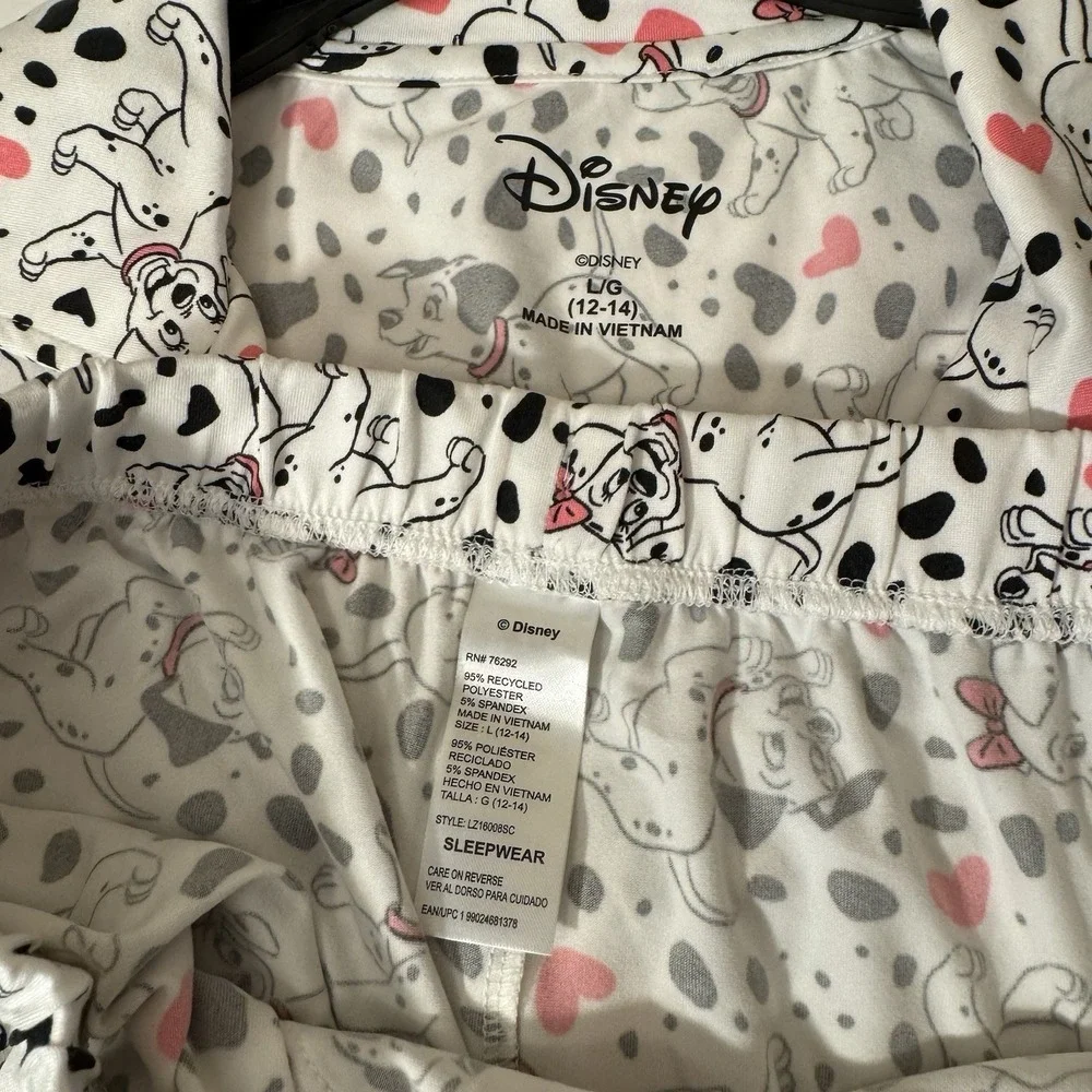 Disney 101 Dalmatians Pajama Set Women L (12-14) 2pc Dogs Hearts‎ Cute NEW - Picture 7 of 8